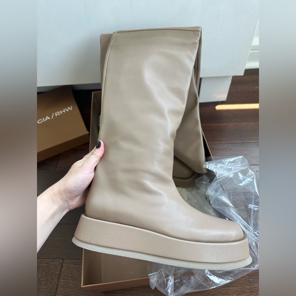 GIA COUTURE x RHW ROSIE Brown Leather Rosie 10 Thigh High Boots EUR 39 US 9 NWT - Picture 4 of 16